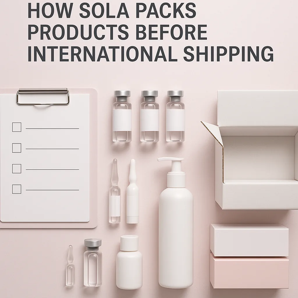 How SOLA Packs Products Before International Shipping concept visual